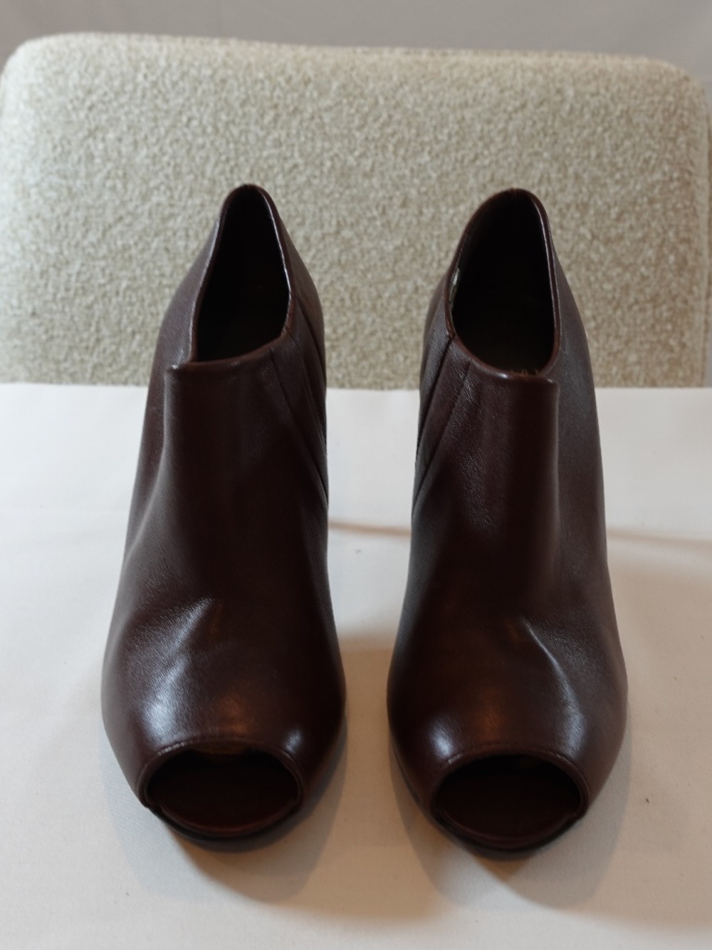 STUART WEITZMAN PEEP TOE LEATHER BOOTIE